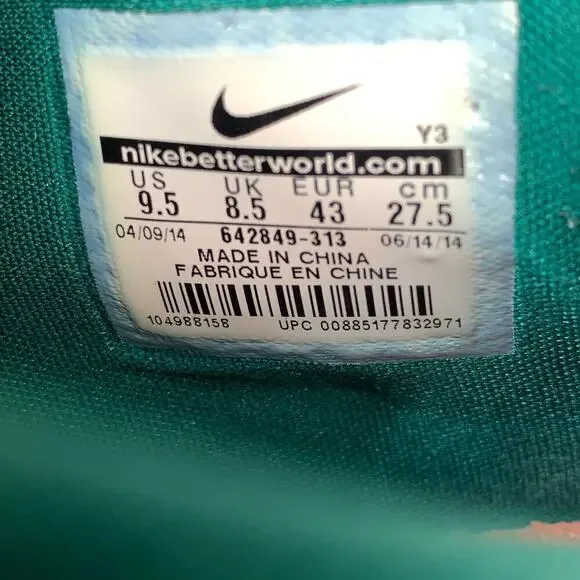 Nike Lebron 11 Low Biscayne 2014 Mens Basketball Sneaker Mystic Green - Size 9.5 - Picture 9 of 11